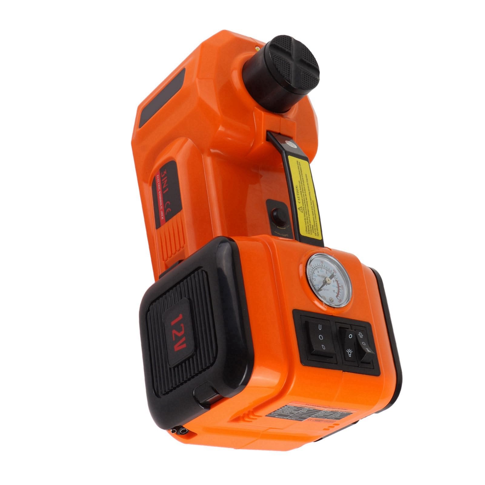 AMONIDA Cric Idraulico Compatto 12V 5T per Pneumatici Lungo la Strada con Torcia a LED e Custodia