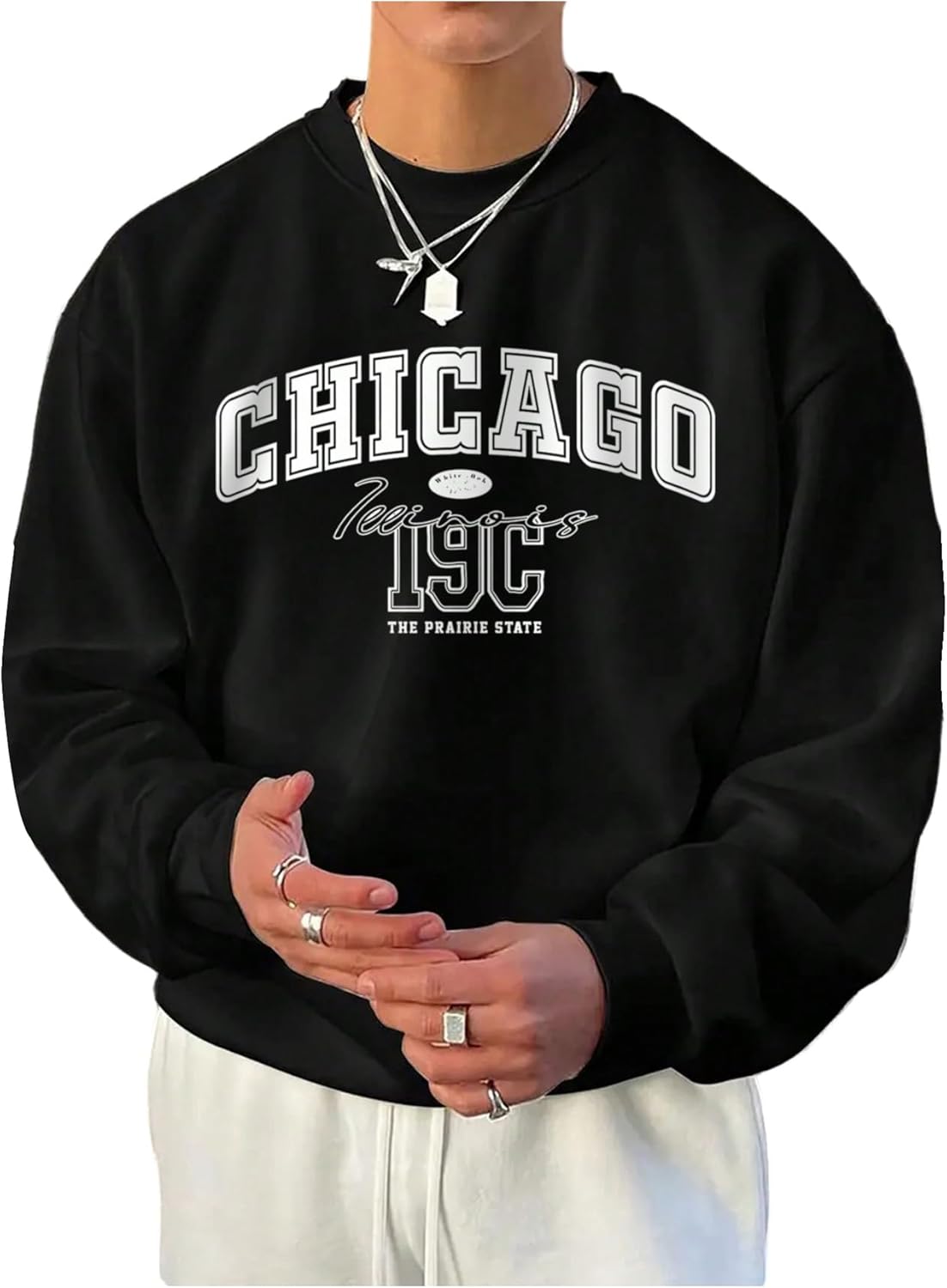 Floerns Men's Long Sleeve Sweatshirts Letter Graphic Crew Neck Oversized Pullover