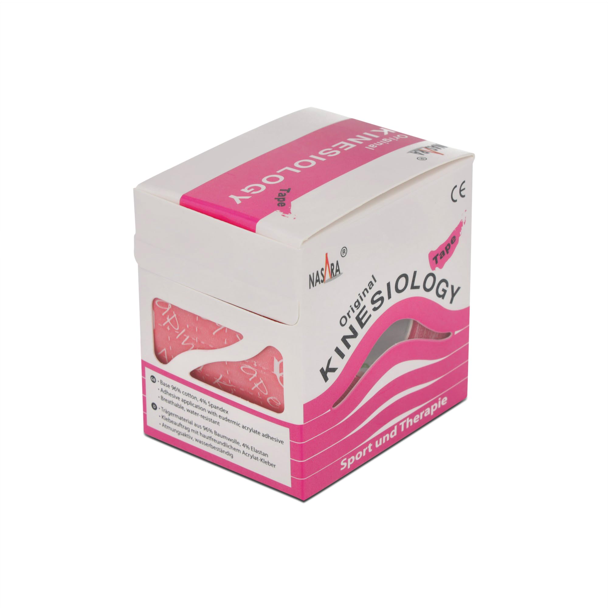 Nasara Original Kinesiology Physio Sport Tape: confezione da 6 nastri per lo sport e la medicina, rotolo da 5cm x 5m, rosa