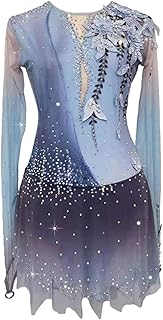 Vestido de patinaje artístico sobre hielo for niñas, apliques, ropa de baile de competición de equipo degradado for mujeres con diamantes de imitación brillantes
