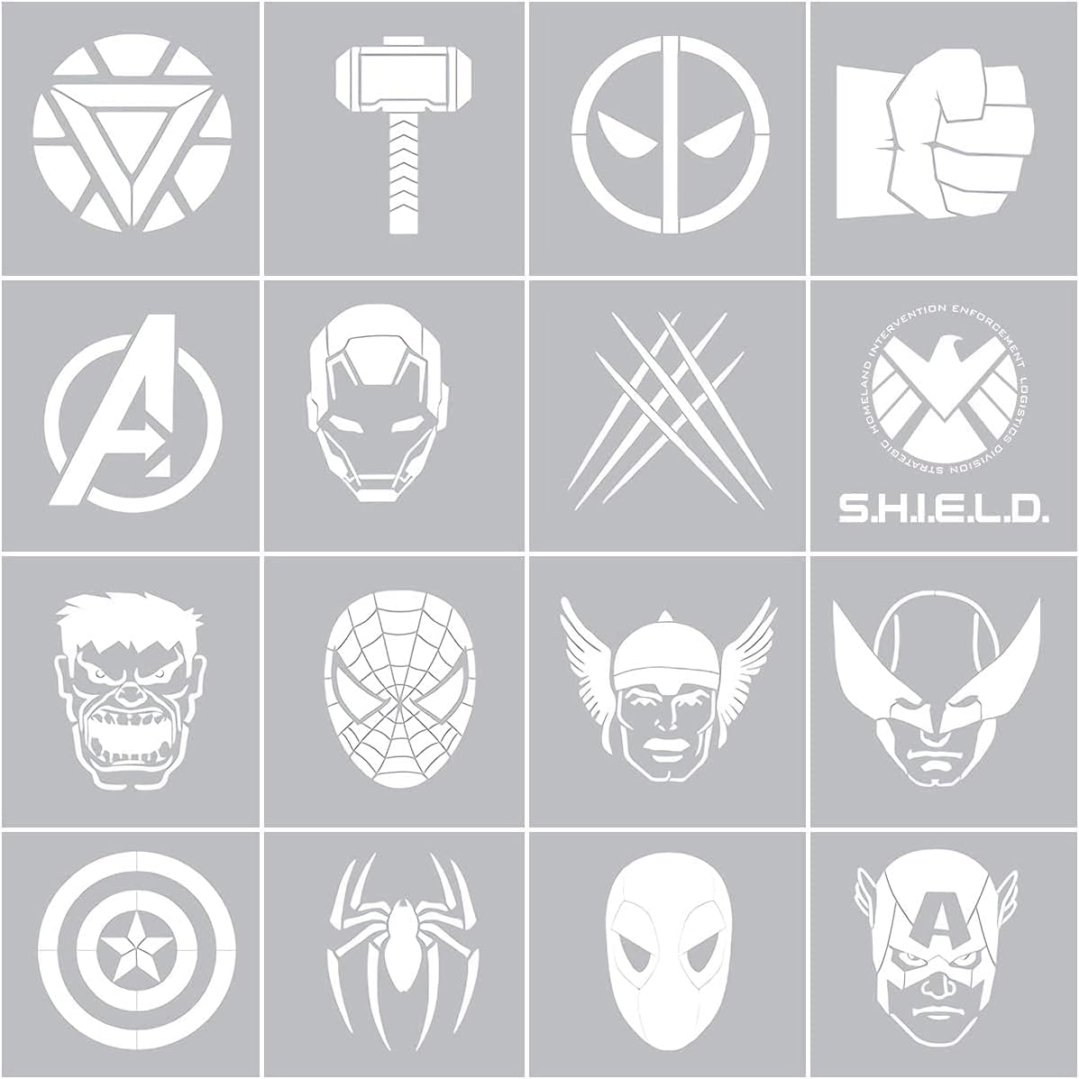 Superhero Stencils Painting on Wood - 16 Pcs Painting Stencil Superhero Avatars and Logo Stencils.(6 inch)