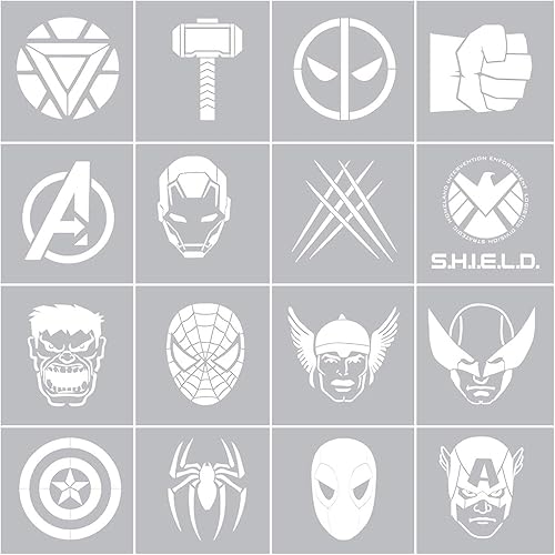 Plantillas de superhéroes para pintar sobre madera, 16 unidades, plantillas de superhéroes, avatares y logotipos (6 pulgadas)