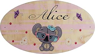 Plaque de Porte en bois personnalisée pour une Chambre d'enfant - Le prénom de la plaque en bois est personnalisable - cadeau de naissance personnalisé bébé Décoration (Koala)