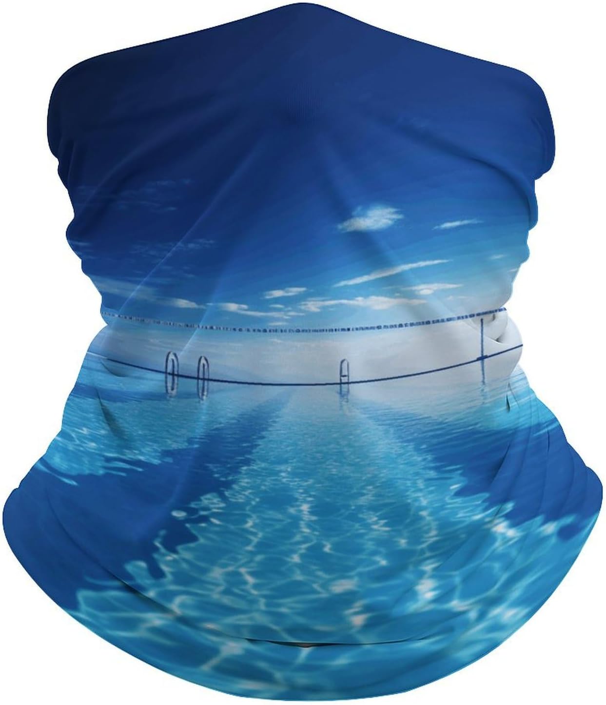 Neck Gaiter Face Mask for Cold Weather Blue Swimming Pool Face Cover Scarf for Men Women Elastic Headbands Wind-proof Bandana for Skiing Fishing Hiking Cycling