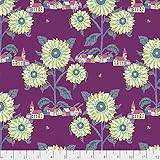 Nathalie Lete PWNL003 Souvenir Sunny Village Aubergine Fabric by The Yard