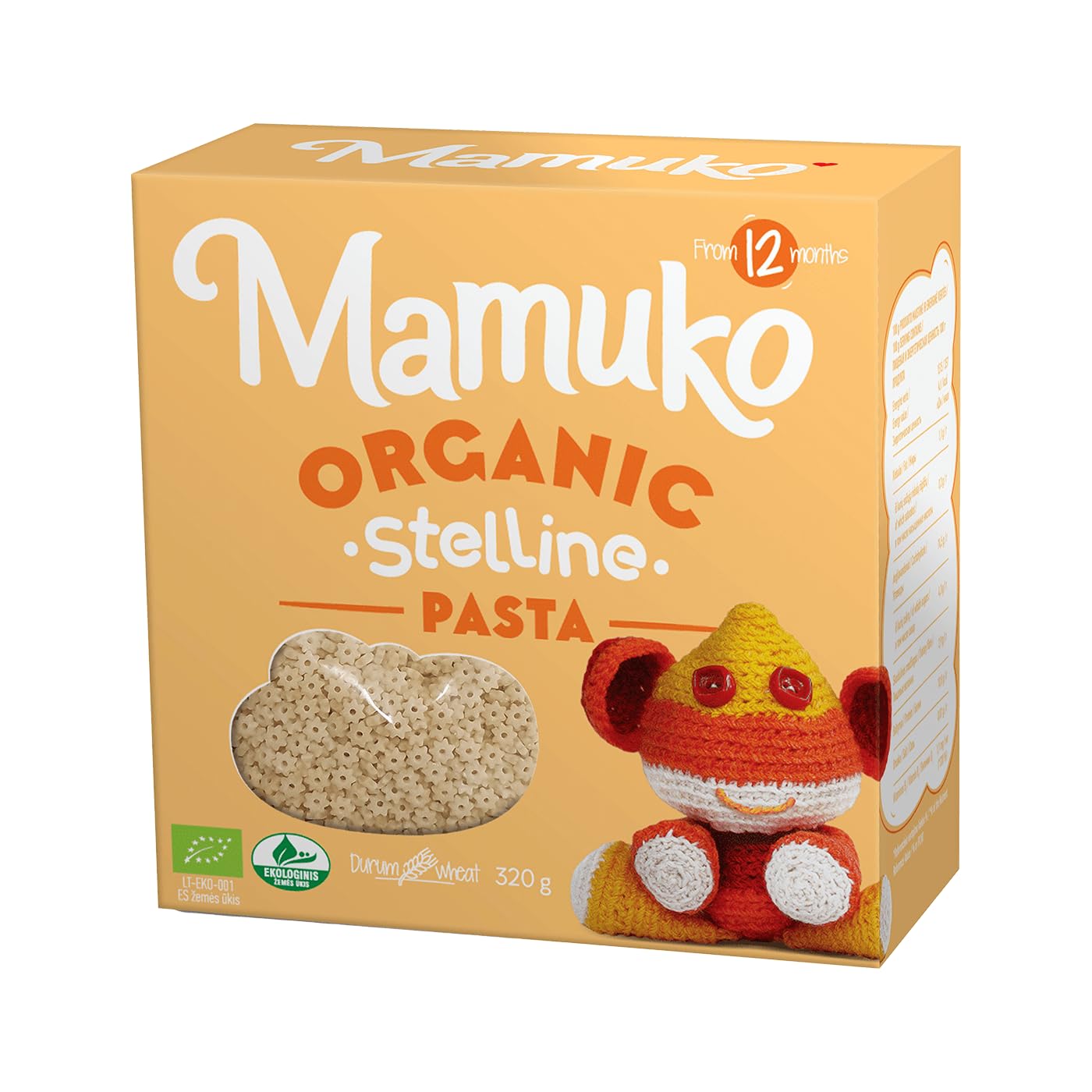 Mamuko Organic The Beginning Pasta 4-Pack Variety Mix (Ditalini, Stelline, Risone, Capellini) Quick-Cook Pasta for Babies Young Children - Protein Pasta Ideal for 12+ Months Toddlers- 12 Servings