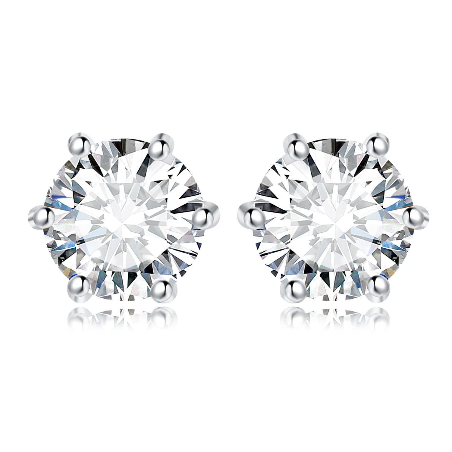JewelryPalace Pendientes Mujer Plata Oro 14k Oro Rosa, Solitario Pendientes de Tuerca con Piedras, Pendientes Pequeños Mujer Diamante Simulado, Pendientes Niña Clásicos Conjunto Joyas para Novia