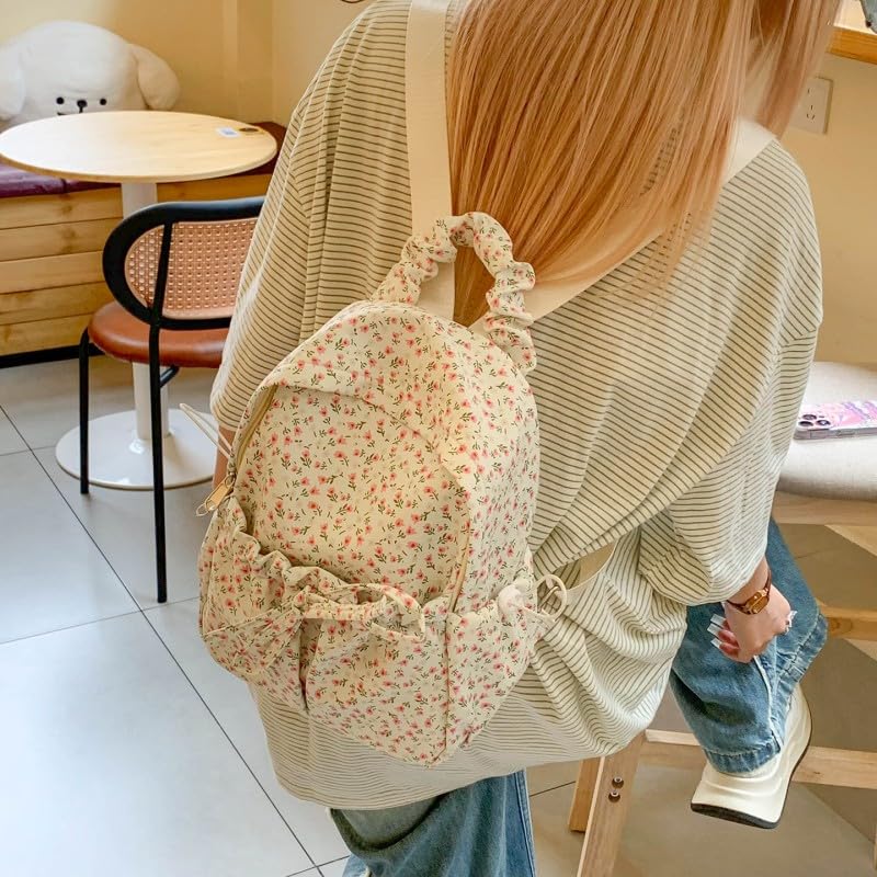 Floral Printed Kawaii Backpack Fashion Casual Travel Daypack for (Pink)4
