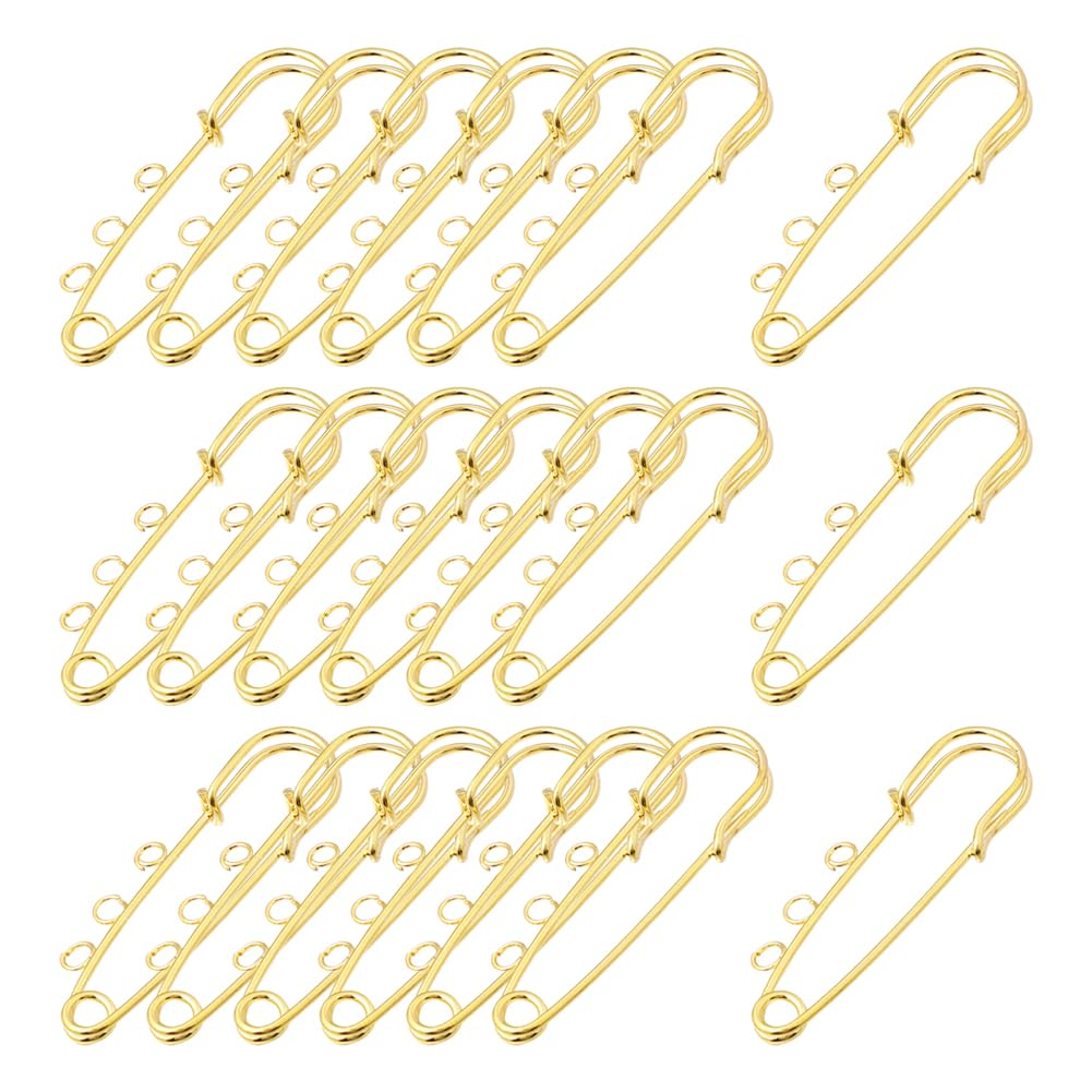 Hugede Golden 30 Pcs 50Mm Metal Brooch Pins Small Heavy Duty Safety Pins Kilt Clothing Pins Blanket Craft Safety Pins Jewelry Making Safety Pins With 3 Loops