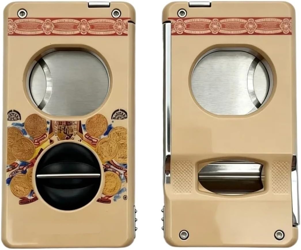 Stainless Steel Cigar Cutter, V-Shaped Slicer with Integrated Punch and Stand, Metal Collection Tool(B)