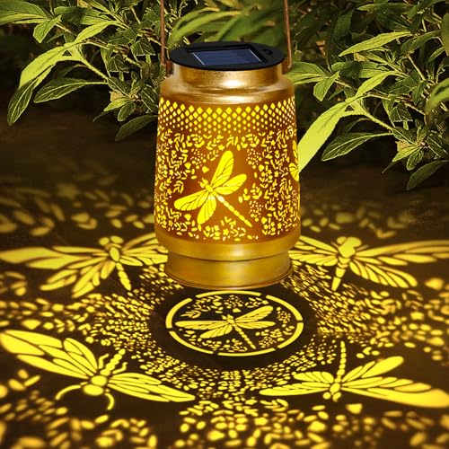 Dragonfly Solar Lanterns Outdoor Waterproof with Shepherd Hook,Hanging Solar Lights Garden Decor,Christmas Decorations Birthday Gifts for Women Grandma,Metal Decorative for Yard,Patio,Lawn,Pathway by EDOF - Used condition - Image 2