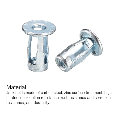 Miniatura 10 de uxcell Tuercas de gato M4, 10 tuercas roscadas de acero al carbono galvanizadas remaches para metal fino, 0.866 in de longitud