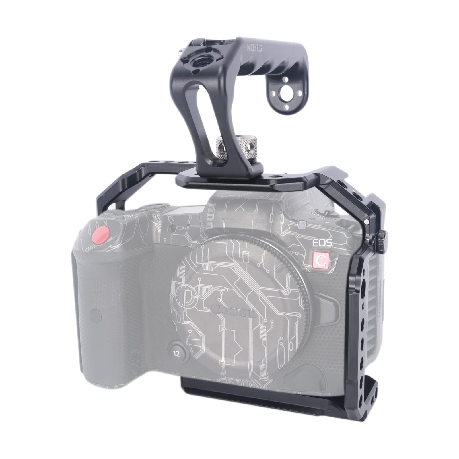 NICEYRIG R5 R5 C R6 Käfig-Set für spiegellose Canon Kamera mit Tragegriff Oben und verschiedenen Erweiterungsschnittstellen, Käfig aus Aluminiumlegierung für Canon R6 spiegellose Kamera-538