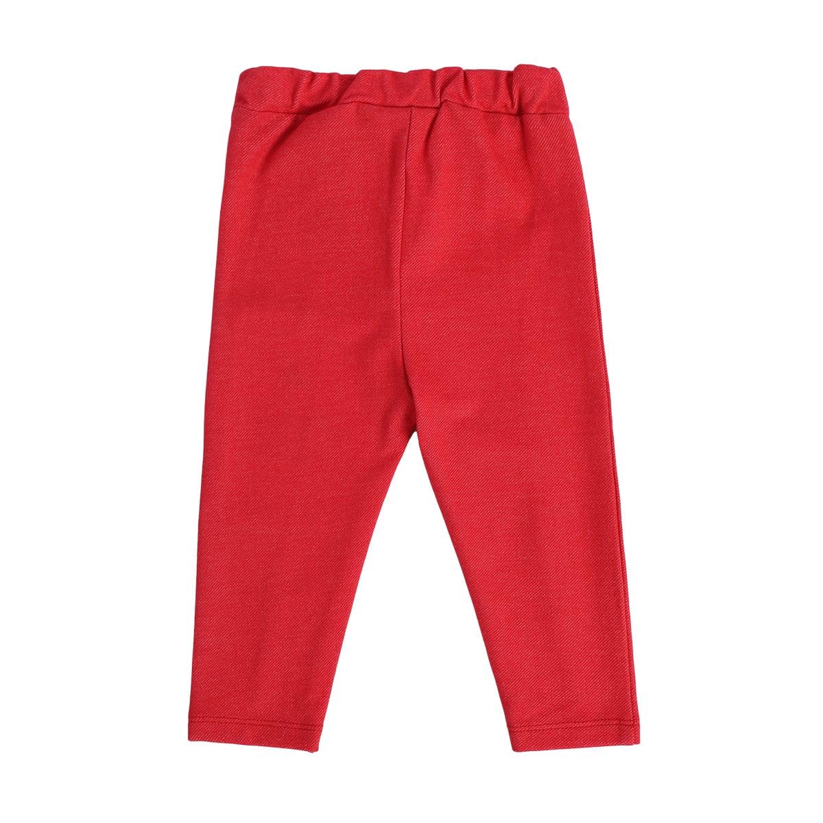 miniklub Baby Girls Adjustable Elastic Full Length Red Color Knit Jegging (6-9M) 1