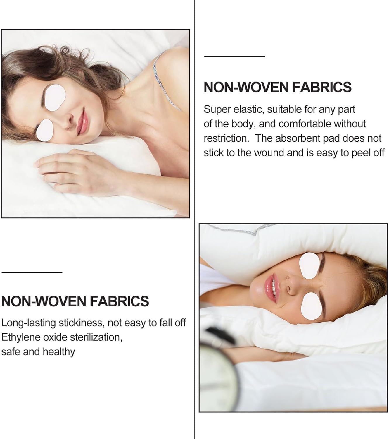 6 Pairs White Non-Woven Fabric Eye Pads Absorbent Pads Easy to Remove Practical Eye Patches Relief