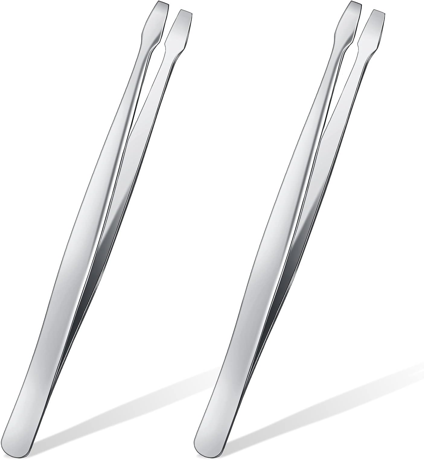 Zhehao 2 Pieces Flat Tip Tweezer Blunt Tip Tweezers Feeding Tongs Stainless Steel Lab Forceps with Straight Flat Scientific Forceps Lab Tweezers for Laboratory Work, Jewelry Making Craft, 4.75 Inches