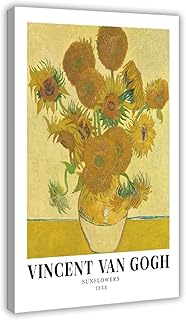 YFET Van Gogh Sunflowers 1888 Vintage Exhibition Poster Art Print Van Gogh Print Poster Painting Colorful Sunflowers Frame 12x18inch