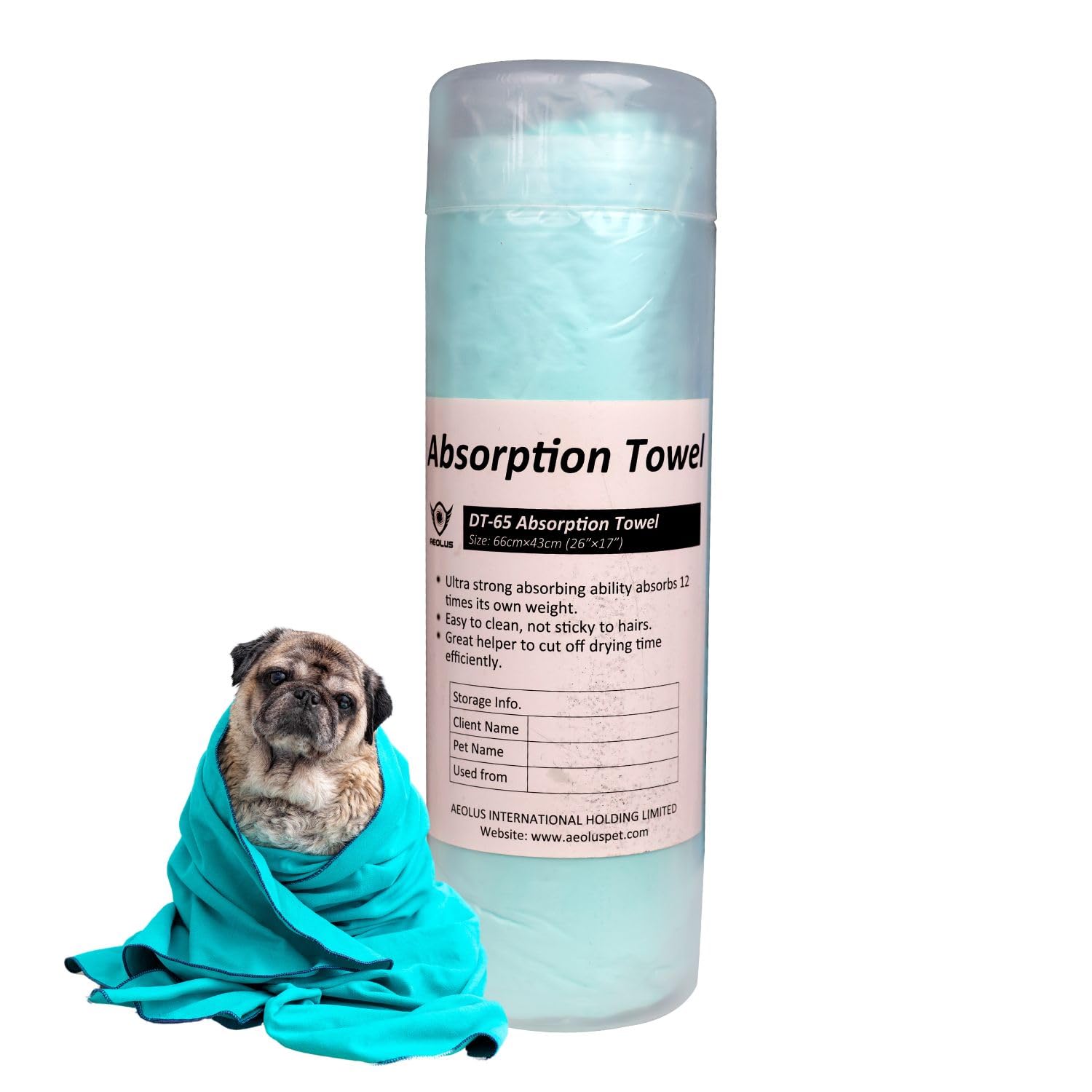 Aeolus 1pc 24 X 7 inches Dog Towel Ultra-Absorbent Suitable for Small, Medium Large Dogs and Cats, Green