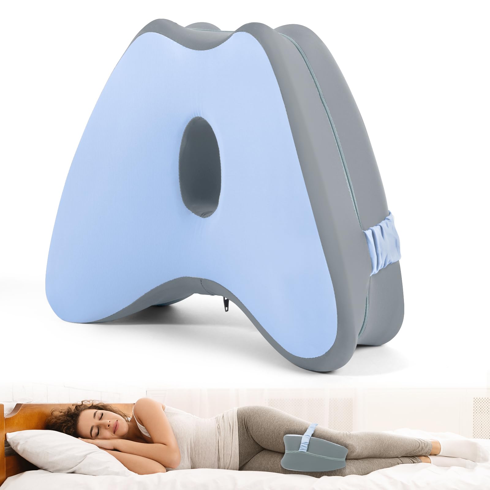 sleepling Kniekussen voor zijslapers, orthopedisch beenkussen, bekleding van zachte Nicky-stof, memory foam kussen met RG50, Oeko-Tex, gemaakt in EU, 25 x 20 cm, wit