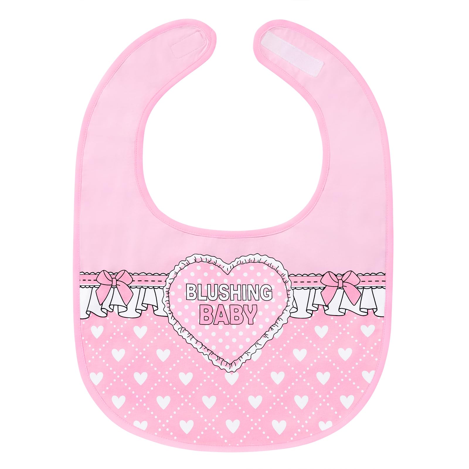 LittleForBig Bawełniany wodoodporny śliniak dla dorosłych z nadrukiem Babydoll z regulowanym zapięciem na rzep - Śliniak dla dorosłych Blushing Baby