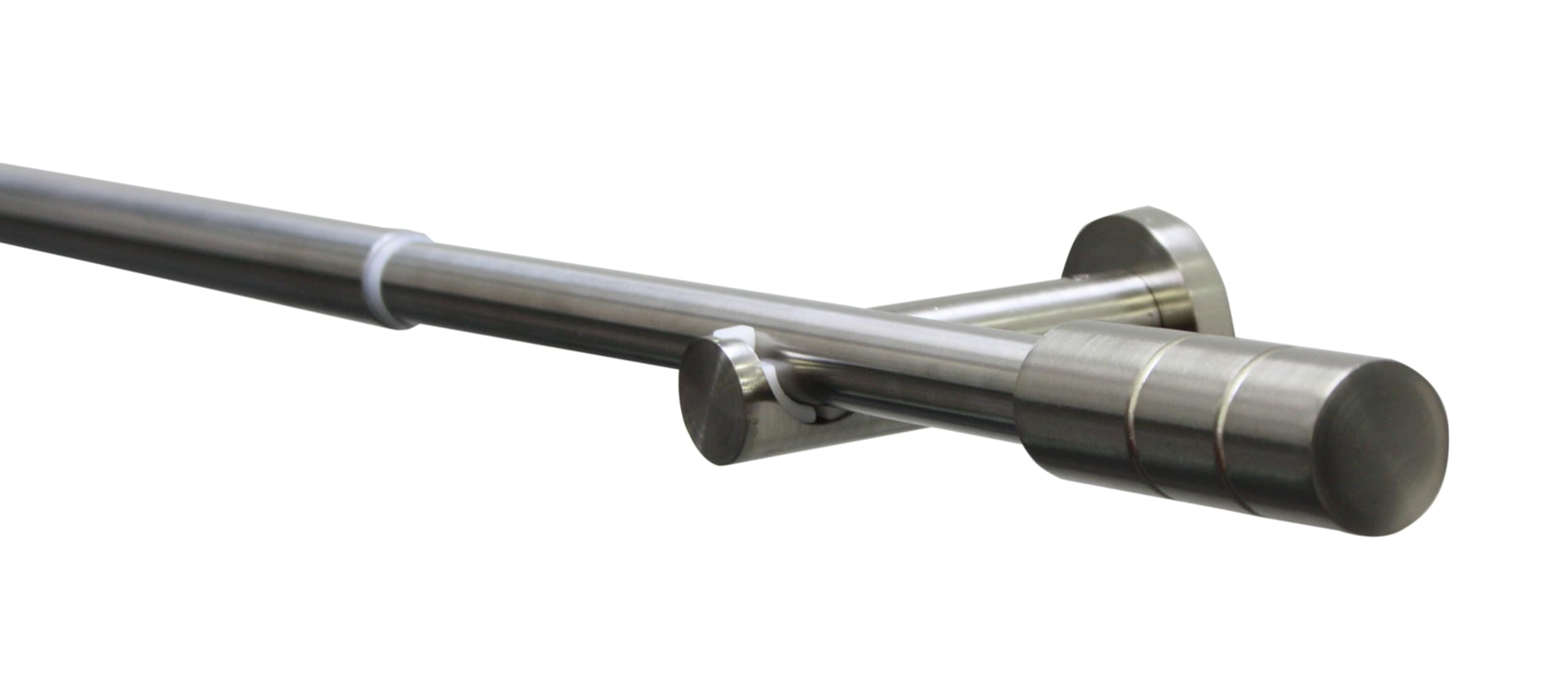Gardinia 36152 Curtain Pole Set Crete Cylinder Complete Set Including Mounting Material, Length 120-210 Cm, Metal, Stainless Steel Look