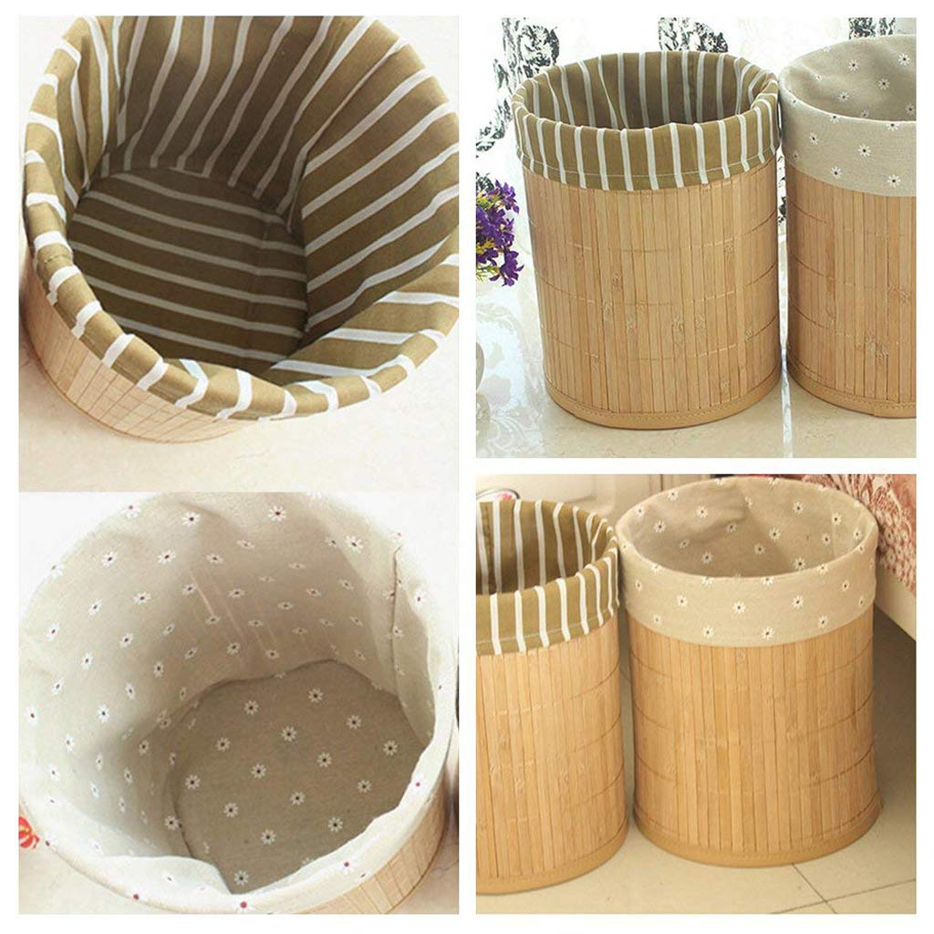 perfk Pattumiera Rotonda Pieghevole in Bambù per Bagno, Camera Letto, Ufficio in Casa, Cucina, 8.66.D x10.63.H Pollici