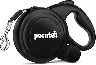 Pecute Laisse Chien Enrouleur 10m, Laisses Rétractables pour Chiens(Jusqu'à 50Kg), avec Un Boutton S'arrêter Bloquer, Ruban en Nylon avec Coutures Réfléchissantes, pour Petit, Moyen et Grand Chiens