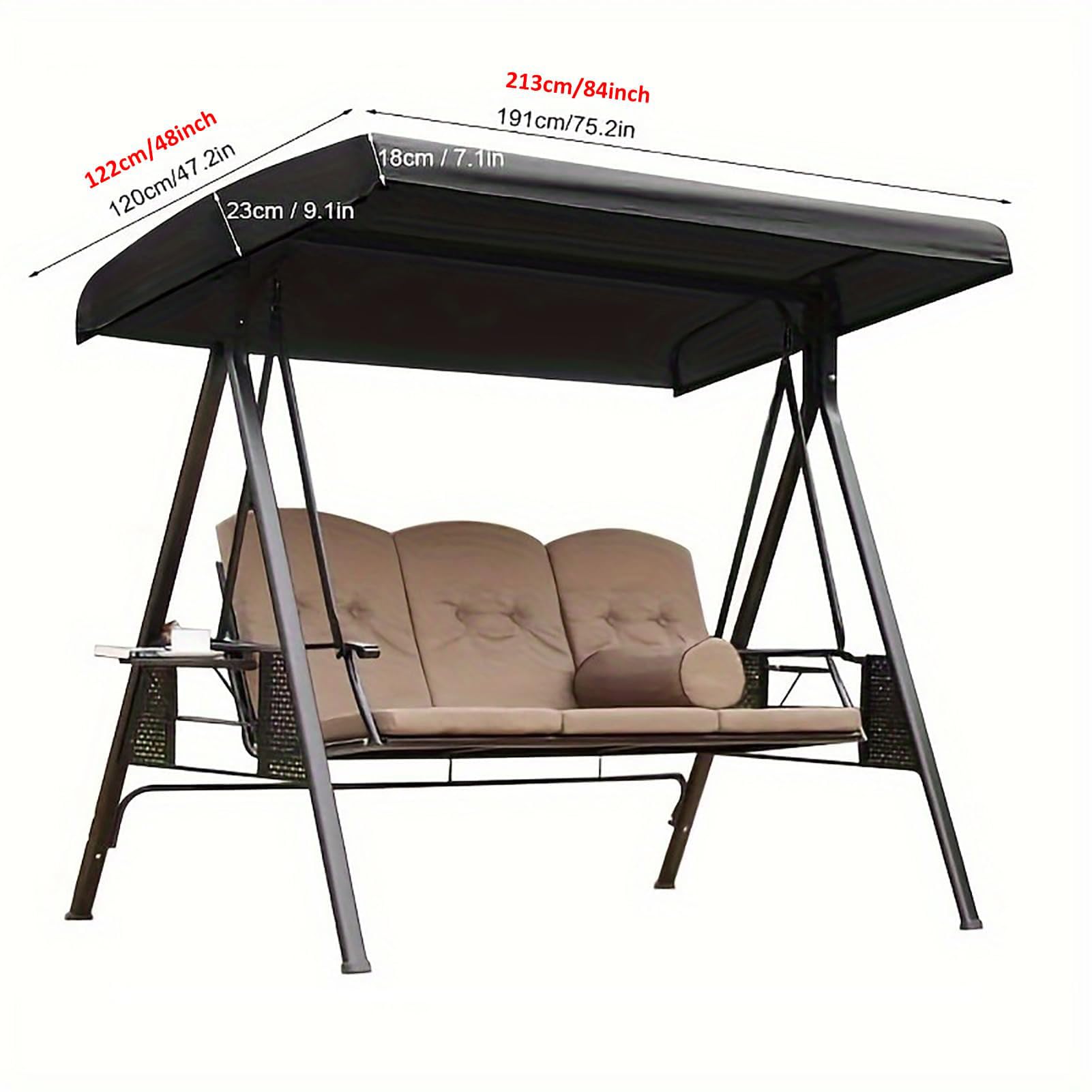 Tettuccio Universale per Altalena 2 3 Posti,Copertura di Ricambio Impermeabile Anti-UV,Oxford 210D Resistente per Dondolo da Giardino,Grigio,210D: 213 * 122cm