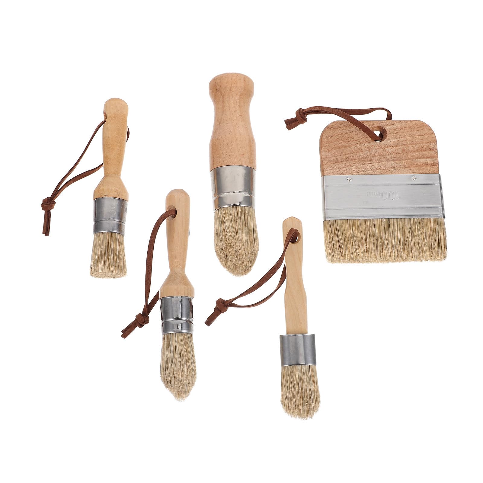 Pincel de Cerdas de Jabalí para Pintar Muebles y Manualidades, 5 Piezas