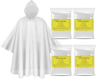 4 Pack Rain Ponchos Adults, Adults Rain Ponchos丨Disposable Ponchos for Adults丨Adutls Rain Ponchos with Drawstring Hood