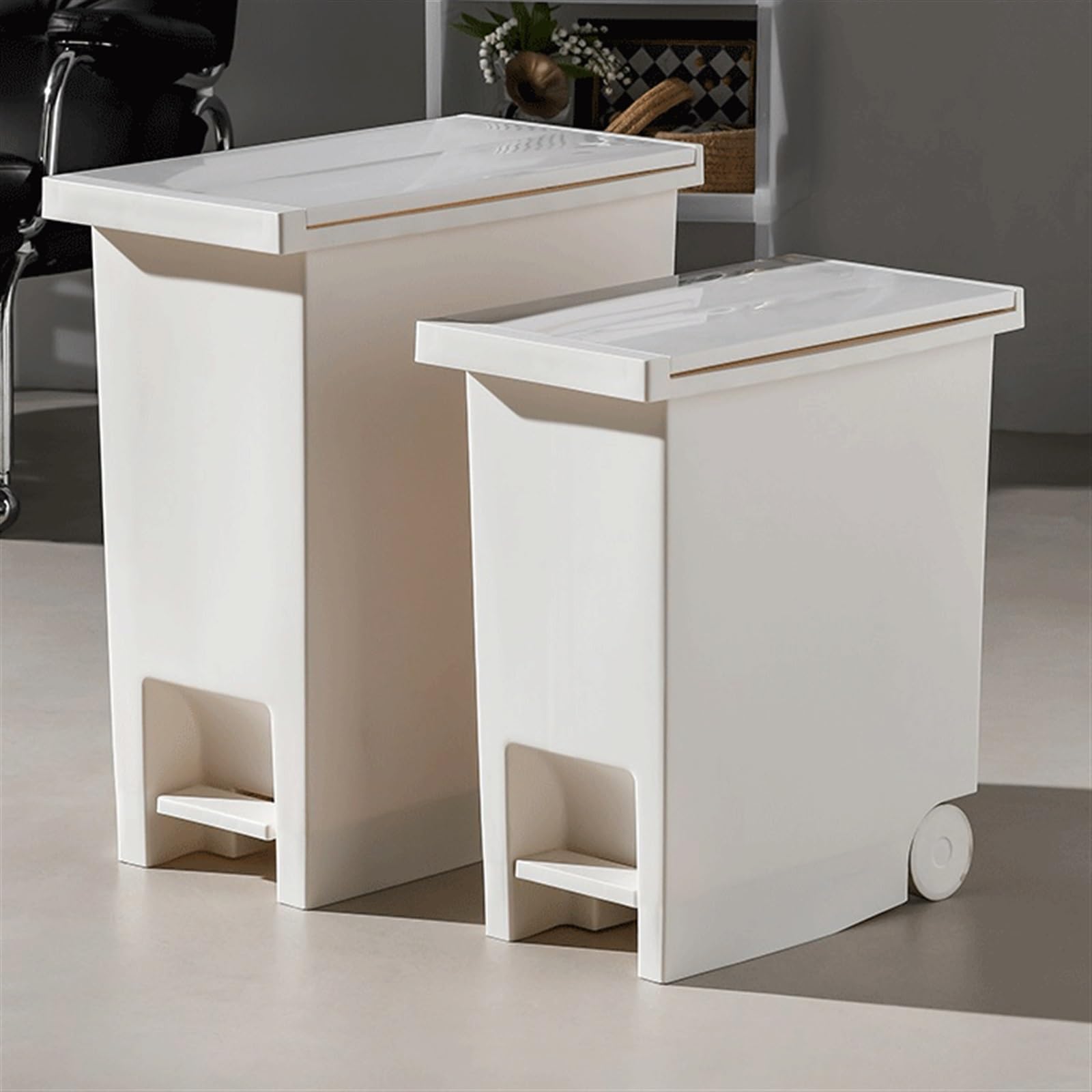 Papeleras automáticas Papelera con Tapa accionada por el pie, Papelera de Cocina de plástico, Papelera for el hogar, la Cocina y la Oficina Cubos de Basura Tapa(Grande)
