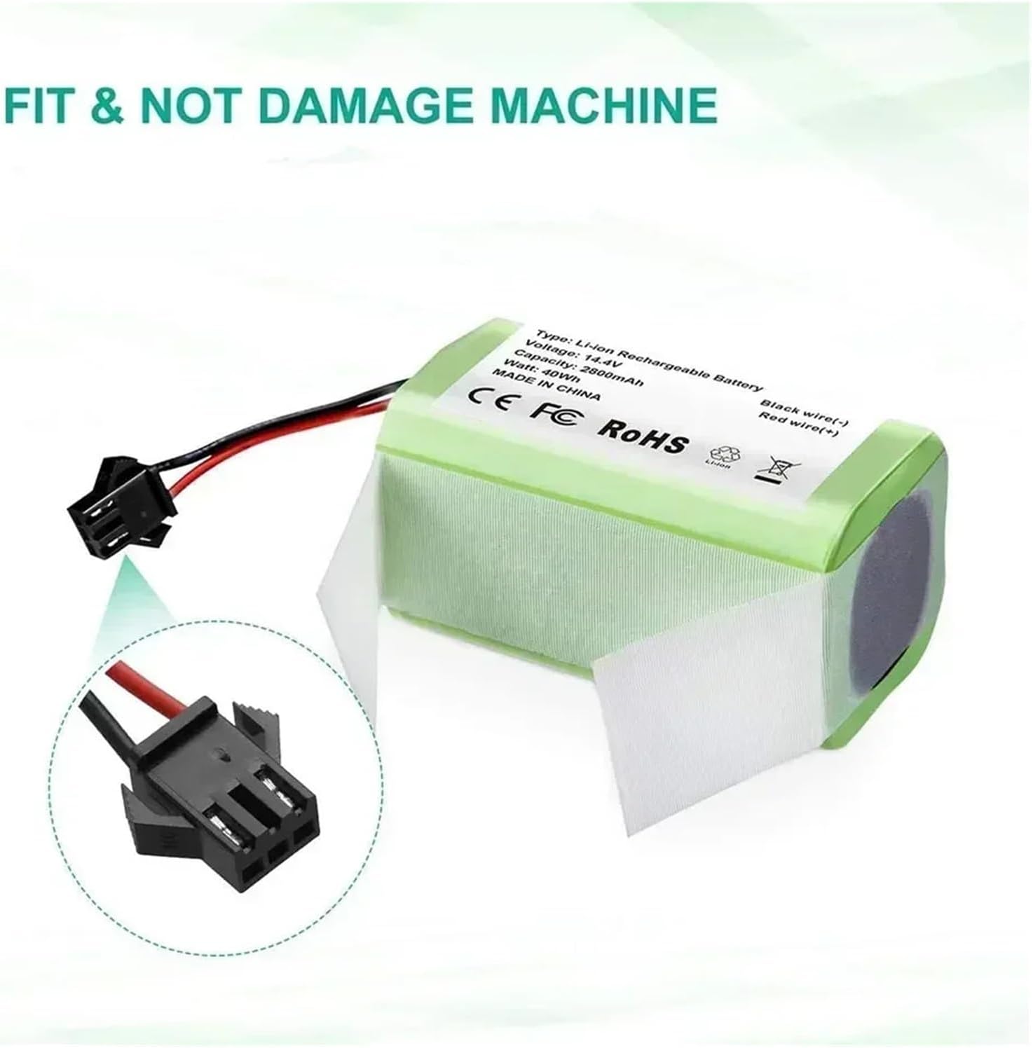 14.8V 4800mAh Li-ion Battery，Compatible for Mamibot ExVac660 ExVac680s ExVac880 ExVac660 680S 880，Robot Vacuum Cleaner Long Lasting Battery(2800MAH)