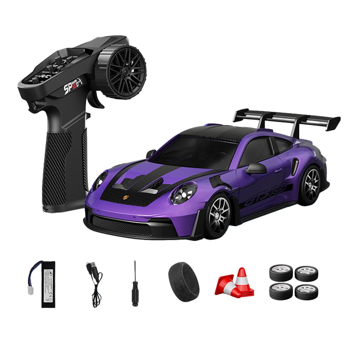 NULA 1:24 RC Drift Car, D24 RTR Full Proportional 4WD High Speed Remote Control Car with Gyro, Dual Drift Racing Tires, LED Light Effects for Adults- (Q4 Twilight Purple / D24-03)