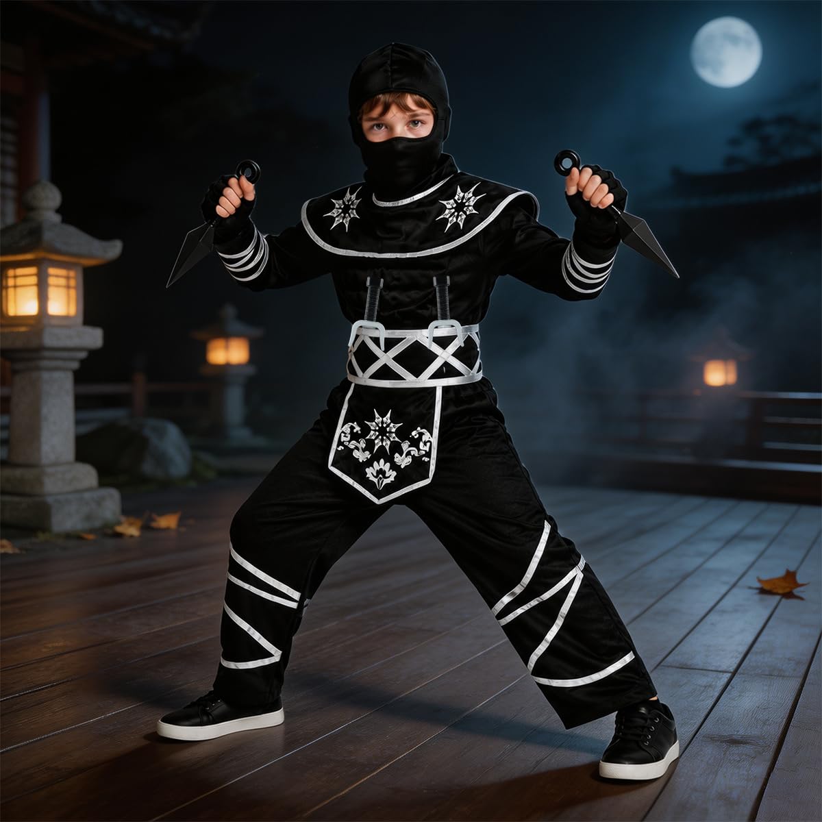 Kostium Ninja dla dzieci, czarny, Halloween, karnawał, kostium Cosplay