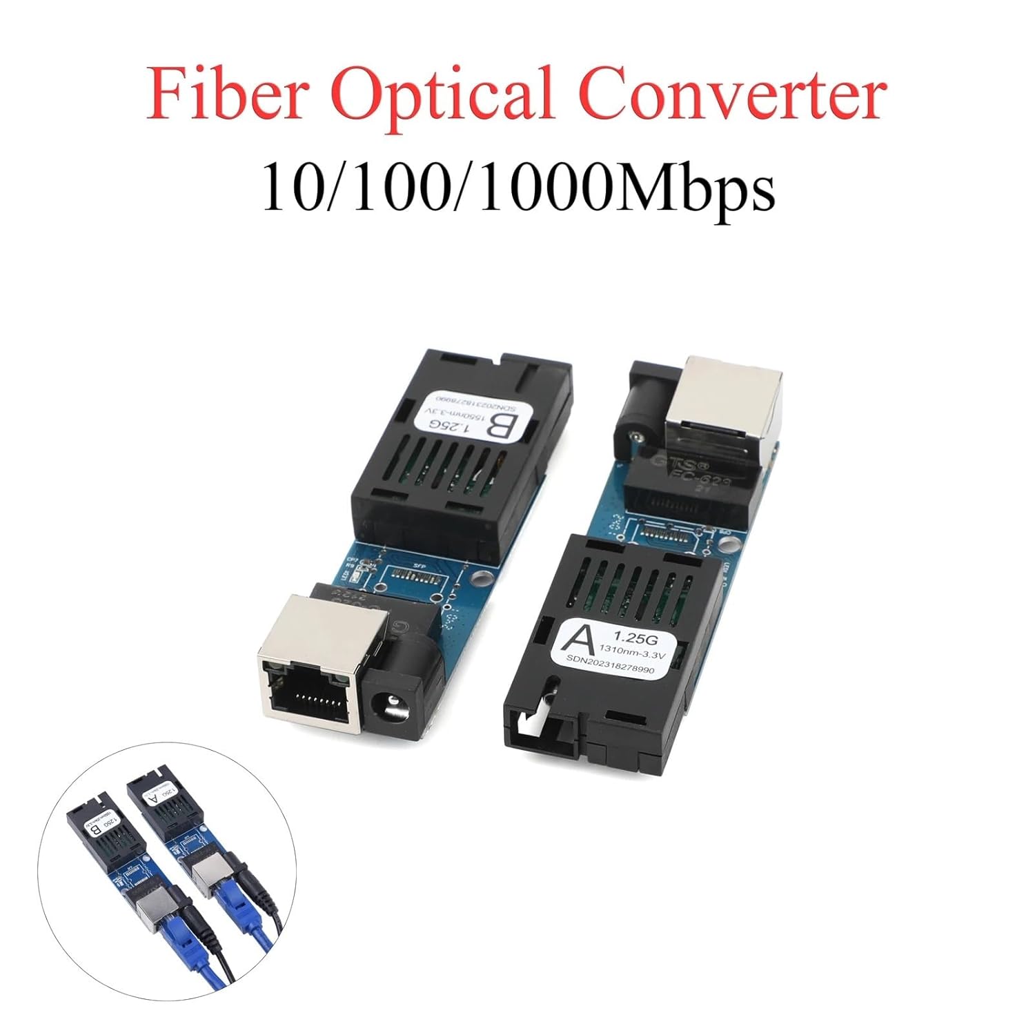 1/5 Pairs Mini Gigabit Fiber Optical Media Converter 10/100/1000Mbps Single Mode 3Km UPC/APC SC-Port(5Pair)