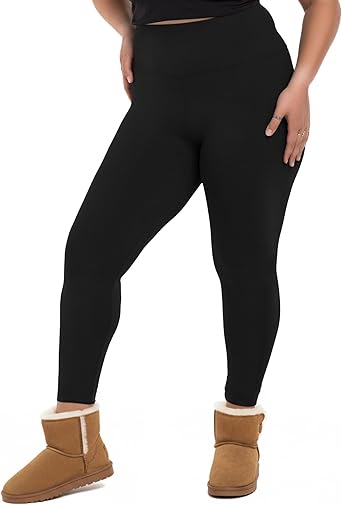 SINOPHANT Plus Size Fleece Lined Leggings for Women-High Waisted Stretchy 2-4X Thermal Winter Thick Yoga Pants Workout Pants