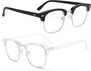 Blue Light Blocking Glasses, 2 Blue Light Glasses Semi-rimless Anti UV Clear Eyewear Computer Glasses for Men Women