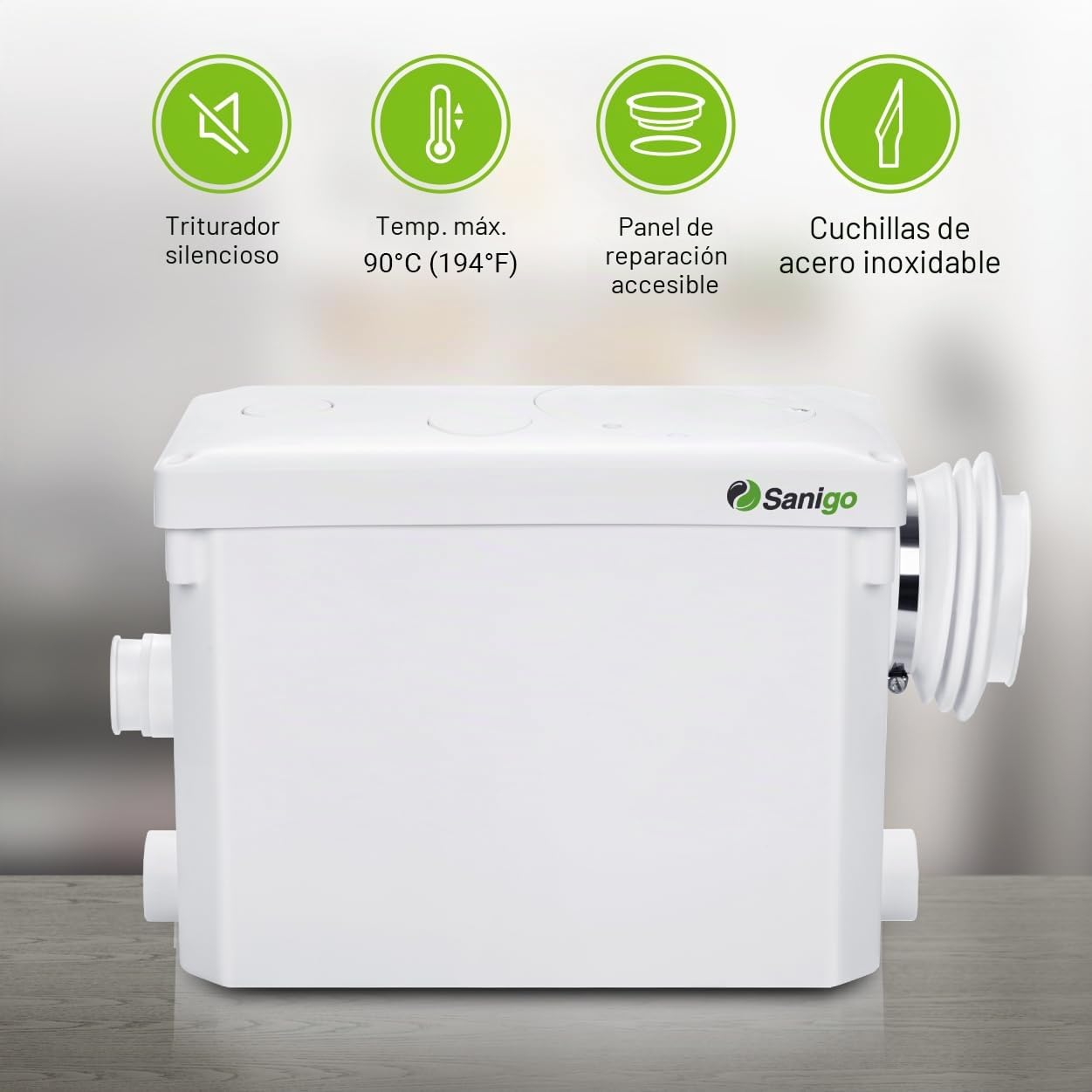 SANI-P420i Trituradora Sanitaria para la evacuación de aguas residuales WC, Ducha, Lavabo, Lavadora, Lavavajillas