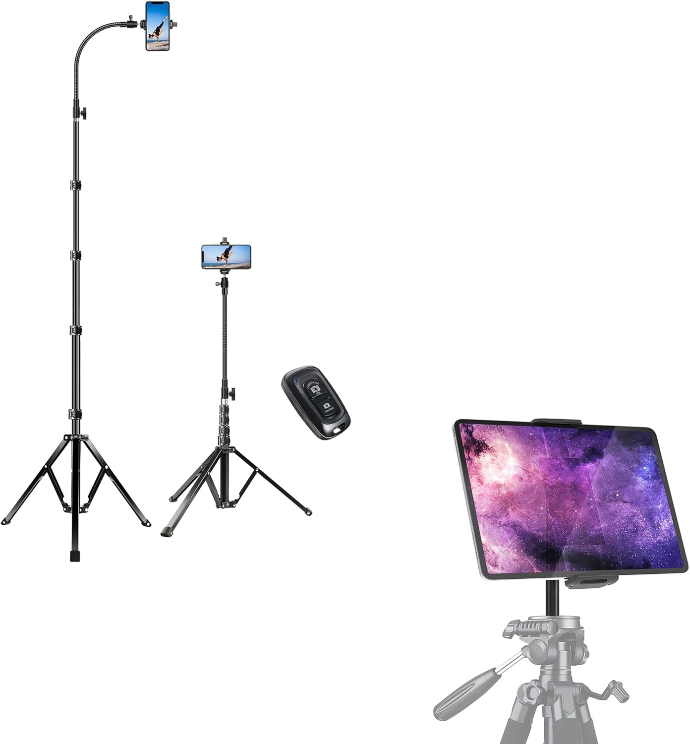 Elitehood Tall Tripod for iPhone and iPad Tripod Mount