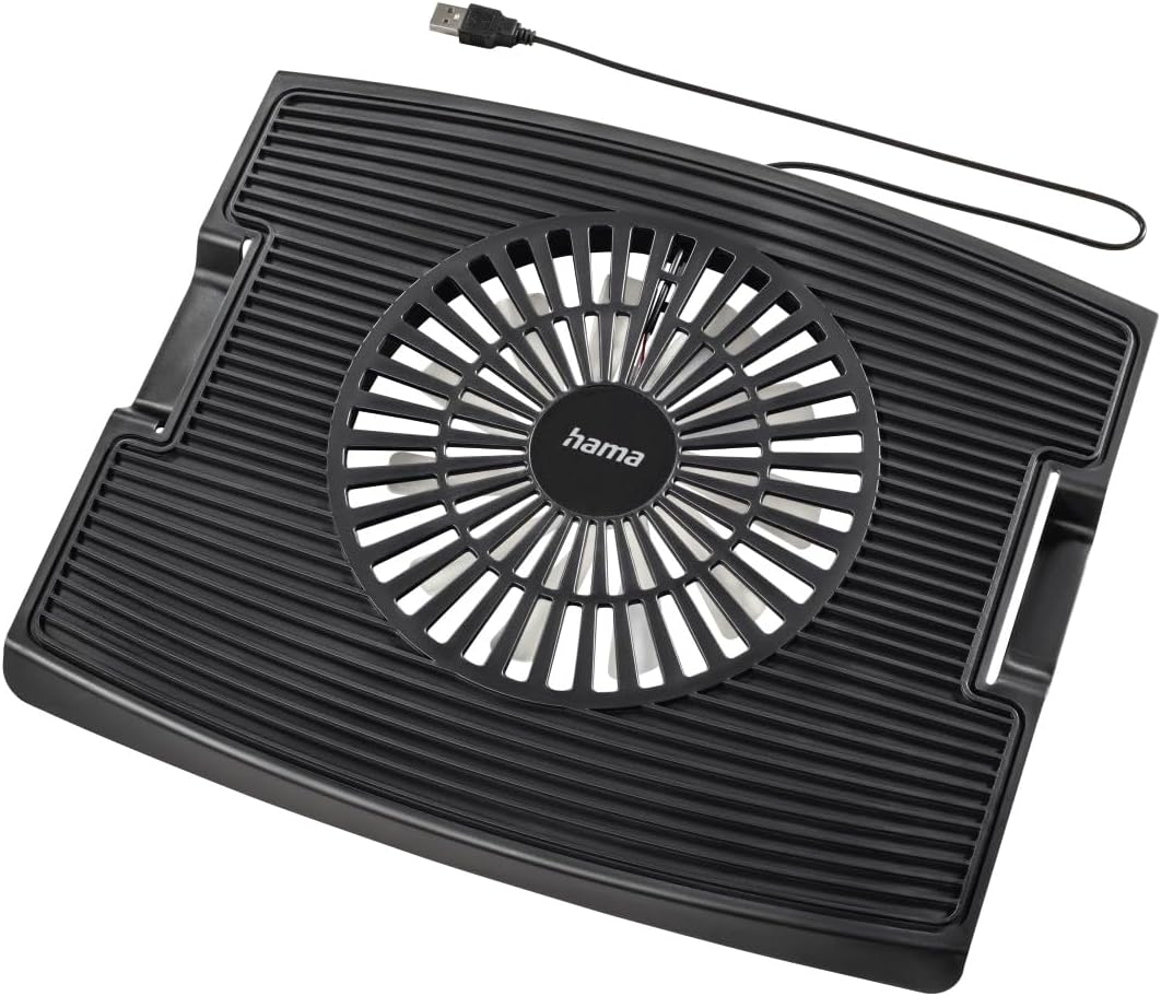 Hama 15.6" Laptop Cooling Stand (Handheld, Anti-Slip, USB A Cable for Laptop Cooling, 15.6 inch, Fan, LED) Black