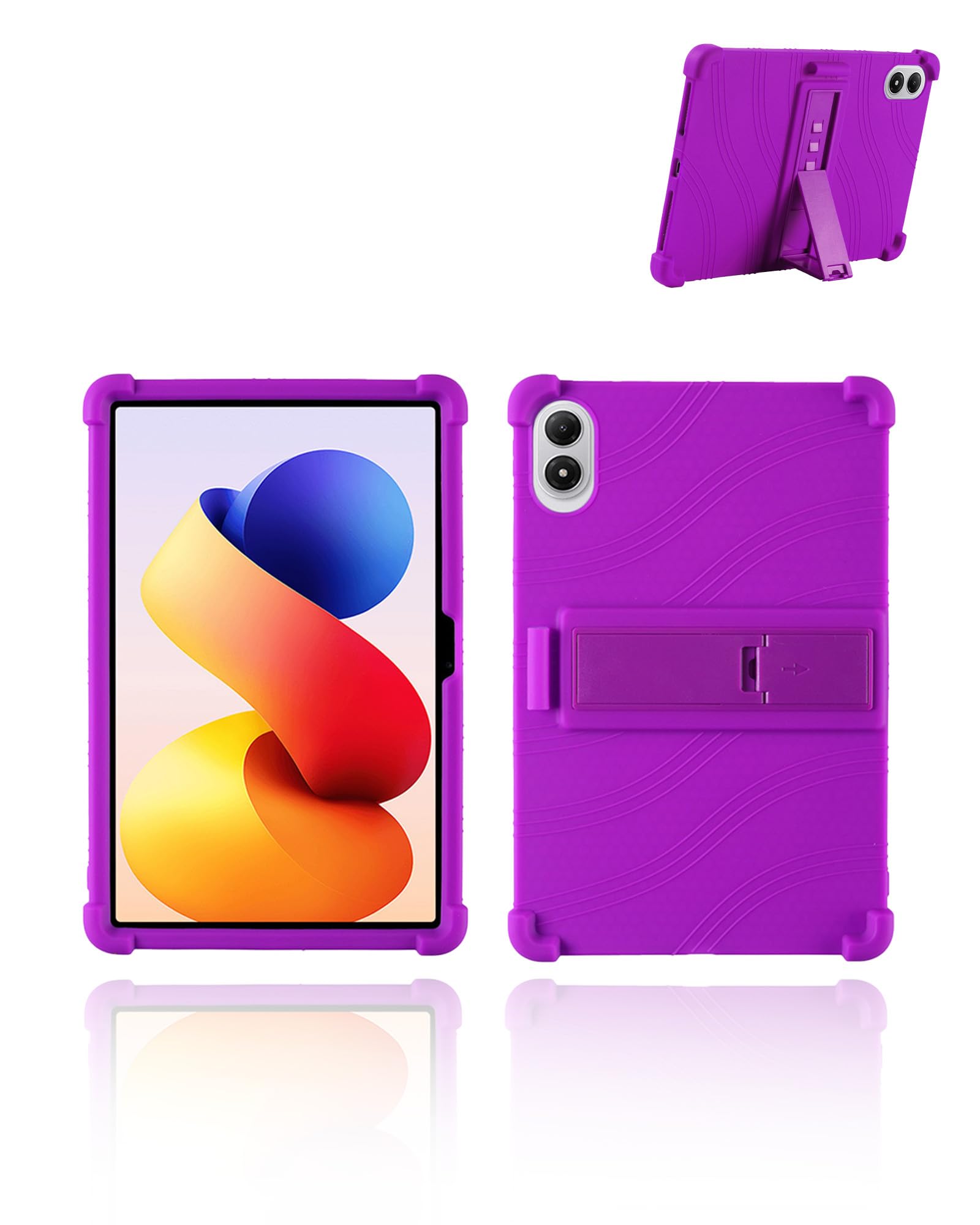for Xiaomi Poco Pad M1 Android Tablet,12.1" 2.5K Ultra Clear Display Tablet Model Case,UYRUREL Soft Silicone Adjustable Stand Cover Lightweight Kids Friendly,Purple.