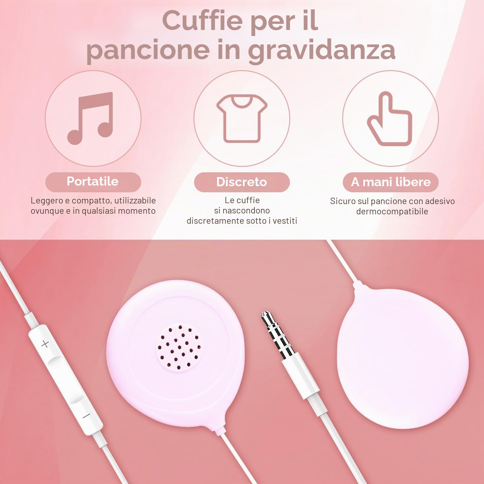 Cuffie per Gravidanza Pancia Bambini, Altoparlanti del Ventre Prenatale Professionale Cuffie per Pancione Leggero Lettore Musicale in Gravidanza Voci al Tuo Bambino nel Grembo Materno Auricolari per