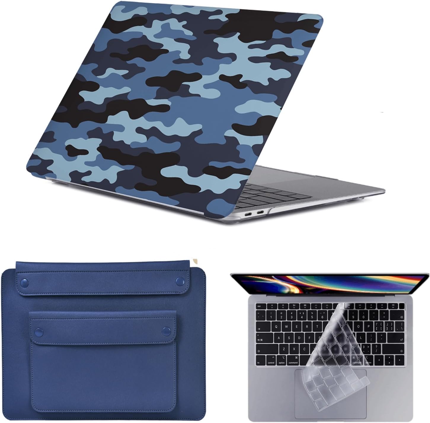 Laptop Shell for New MacBook Air 13 Inch Case M4 M3 M2 2025 2024 2023 2022 A3240 A3113 A2681,Air 13.6 Slim Protective Cover & Laptop Sleeve & Keyboard Cover Skin,Camouflage
