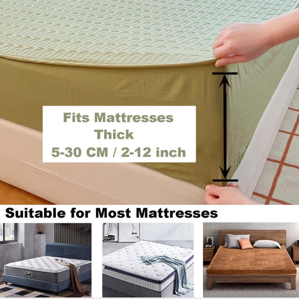 Quilted Fitted Mattress Pad, Soft Mattress Topper, College Dorm Room Essentials, Comfortable Fitted Cover, Up to 2-12 Inches Deep, Queen Size Mattress Protector,Blue,120x200cm