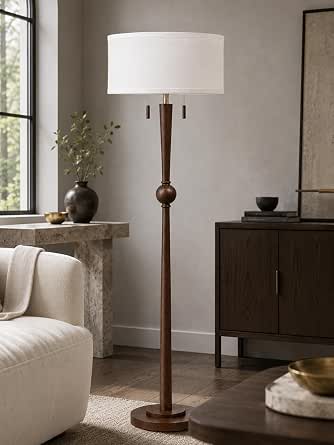 MOFFE Solid Wood Floor Lamp for Living Room, Pull Chain Standing Lamp