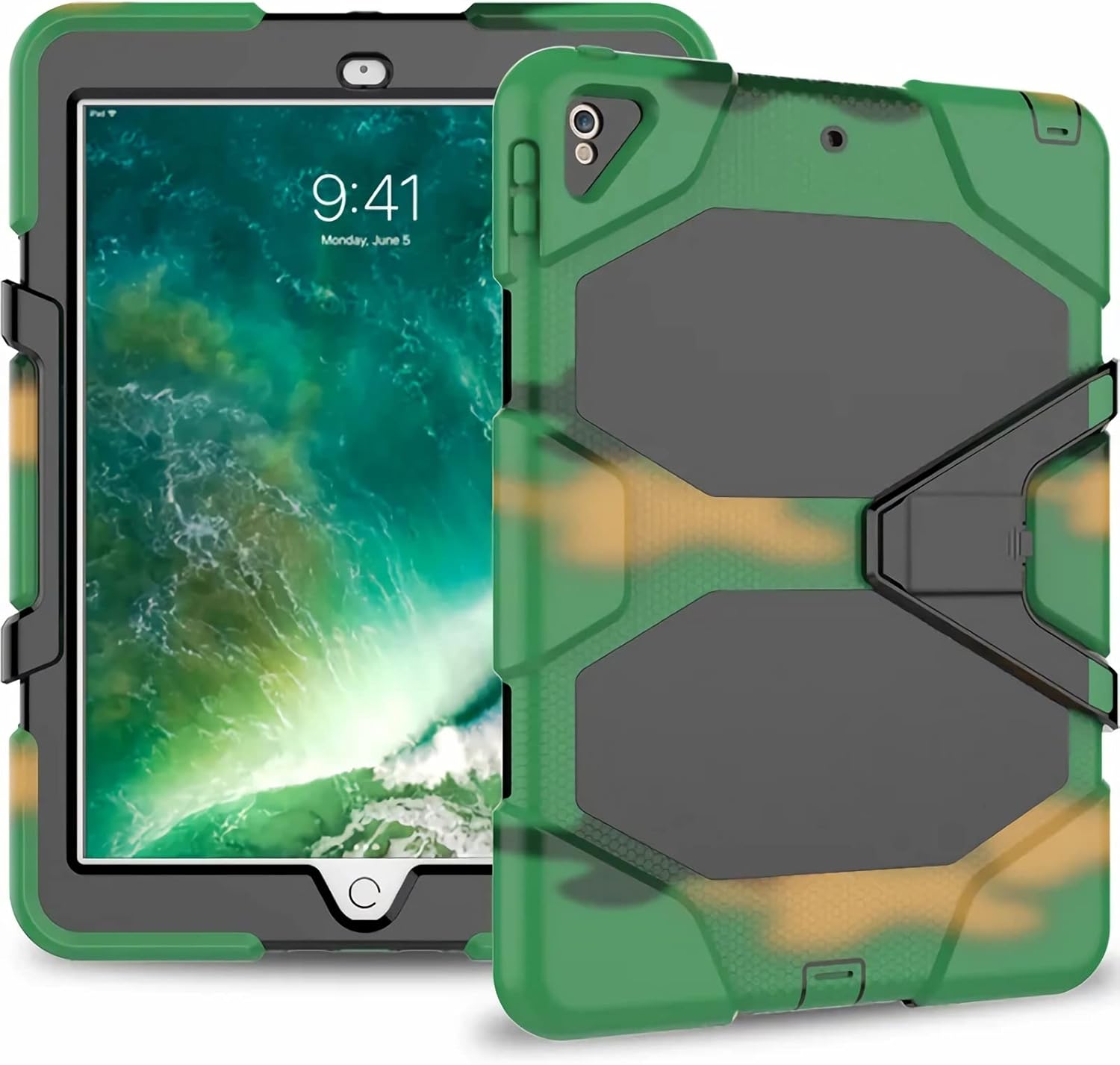 Case for iPad Pro 12.9 inch 2017/2015 (Old Model, 1st & 2nd Gen), Heavy Duty Full-Body Rugged Protective Case with Screen Protector,Green 2