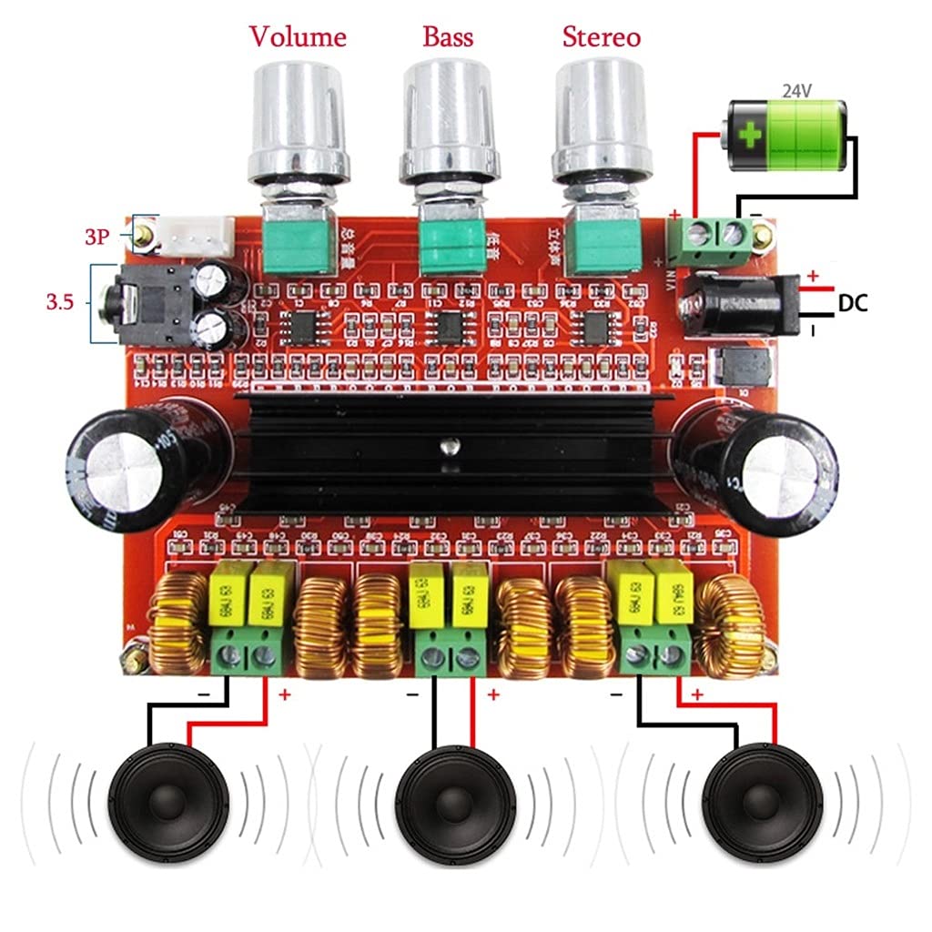 80w*2+100w 2.1 Channel Digital Audio Subwoofer Amplifier Board Tpa3116d2 with with Ne5532 Dc12-24v Stereo Amp