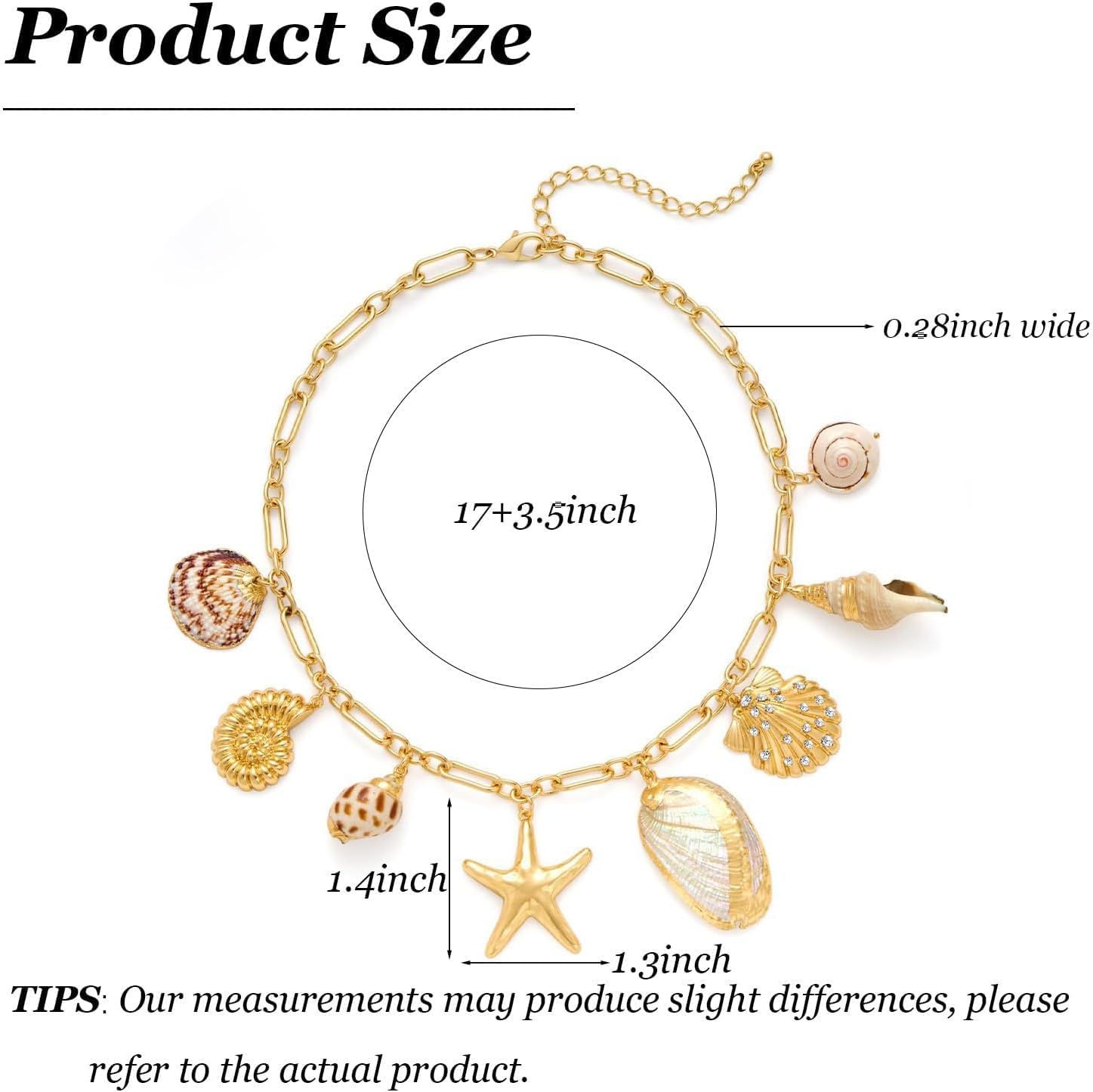 YANCHUN Starfish Necklace Beach Necklaces for Women Shell Pendant Jewelry Summer Ocean Theme Seashell Necklace Beach Vacation Essentials Fashion Accessories Summer Outfits for Women - Image 6