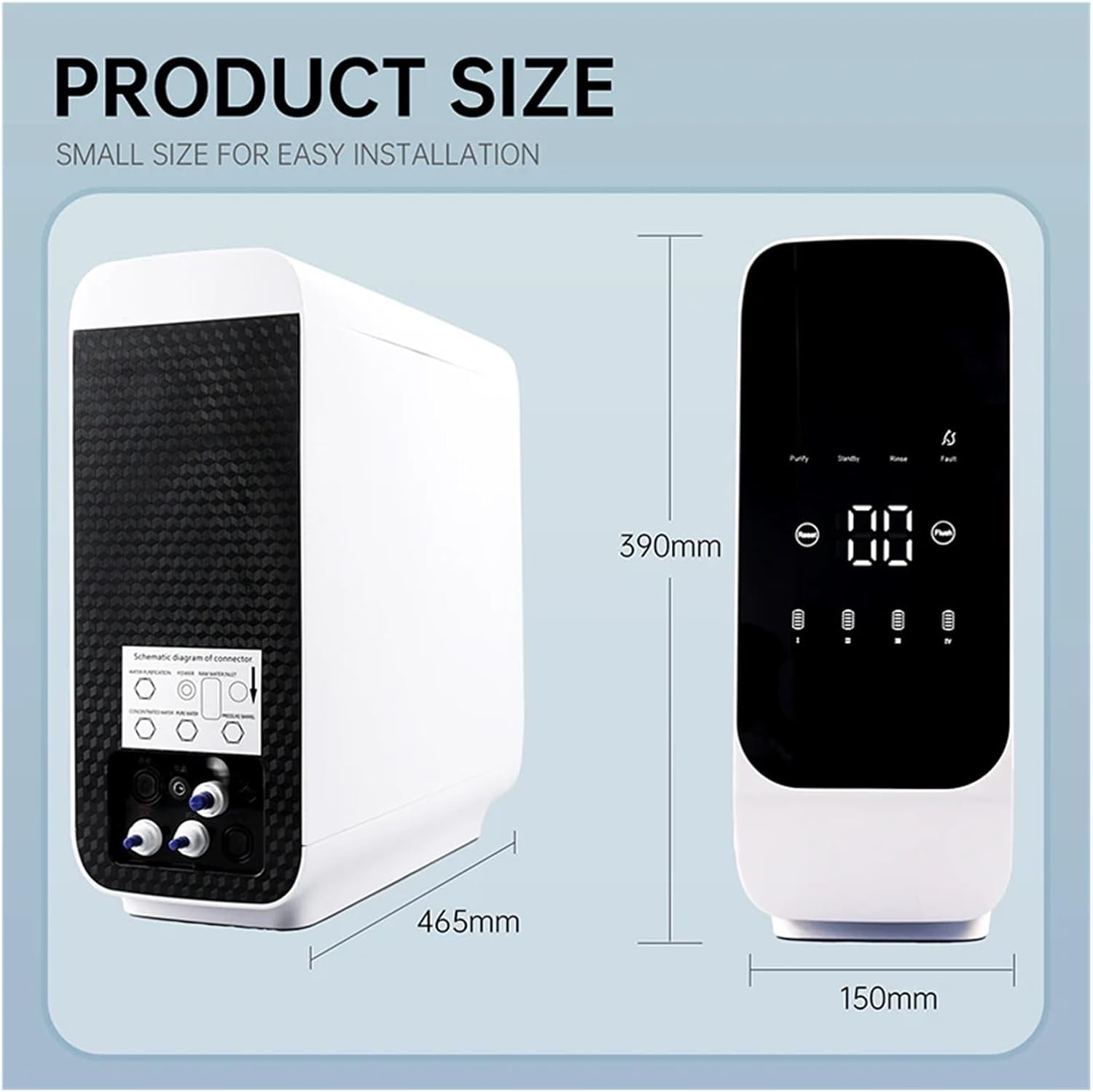 逆浸透水ろ過システム - 600GPD 高流量、水タンクなし、TDS 低減、コンパクト、排水比 1:2(EU)