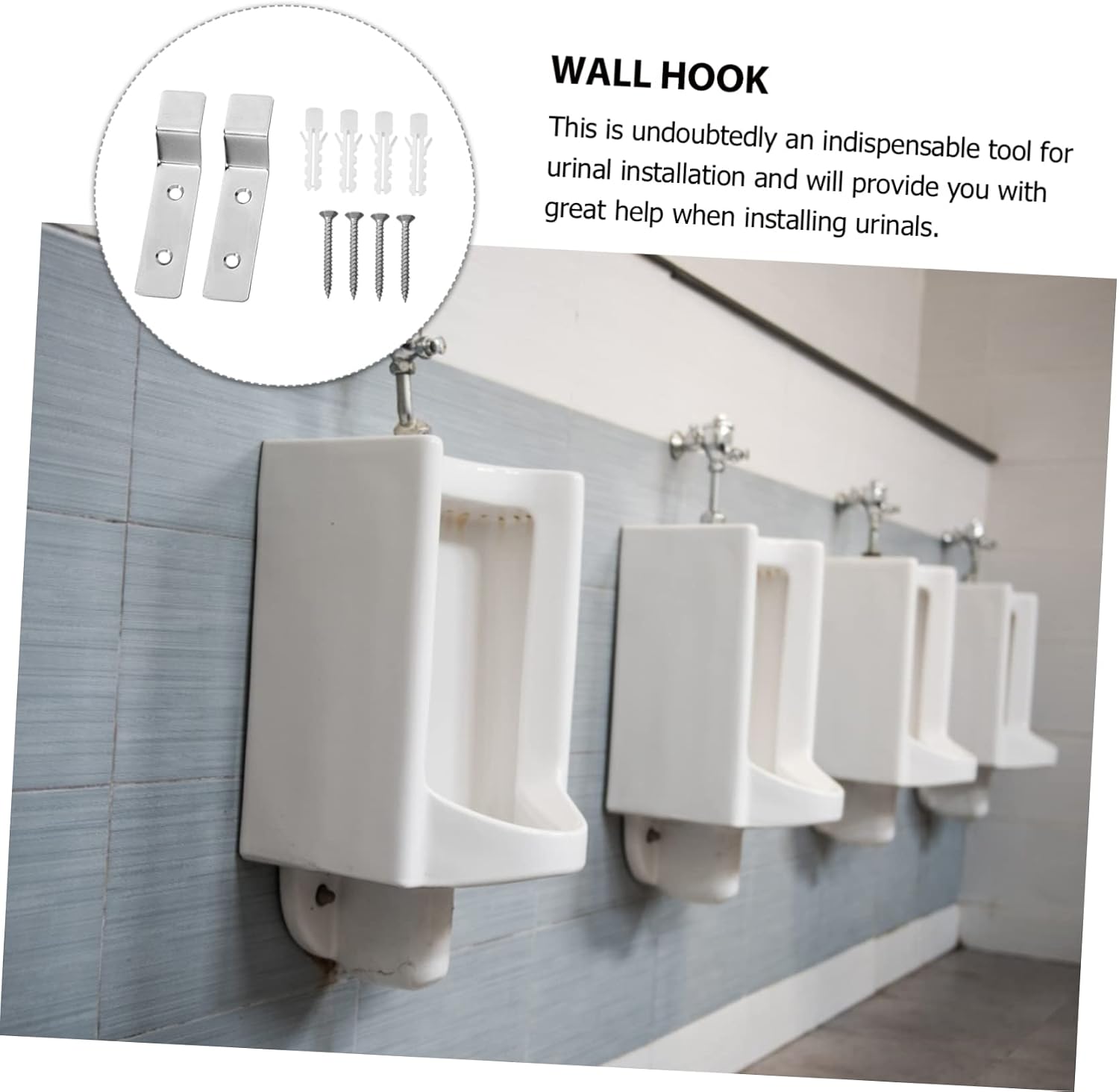 Zerodeko 6sets Wall Mounted Urinal Support Brackets Stainless Steel Fixed Hooks for Easy Installation Public Toilets Hotels Homes Toilet Hanging Screws Included
